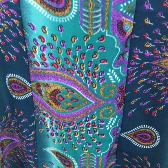 Fun Flowy Soft Silky Racerback assymetric paisley tank top Large summer beach - Picture 2 of 9